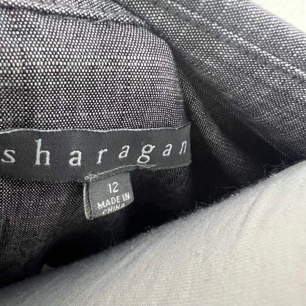 Sharagano Venice Shirt Dress 12 Blue Denim Twill Half Zip D Ring Belted Cotton - Picture 7 of 9